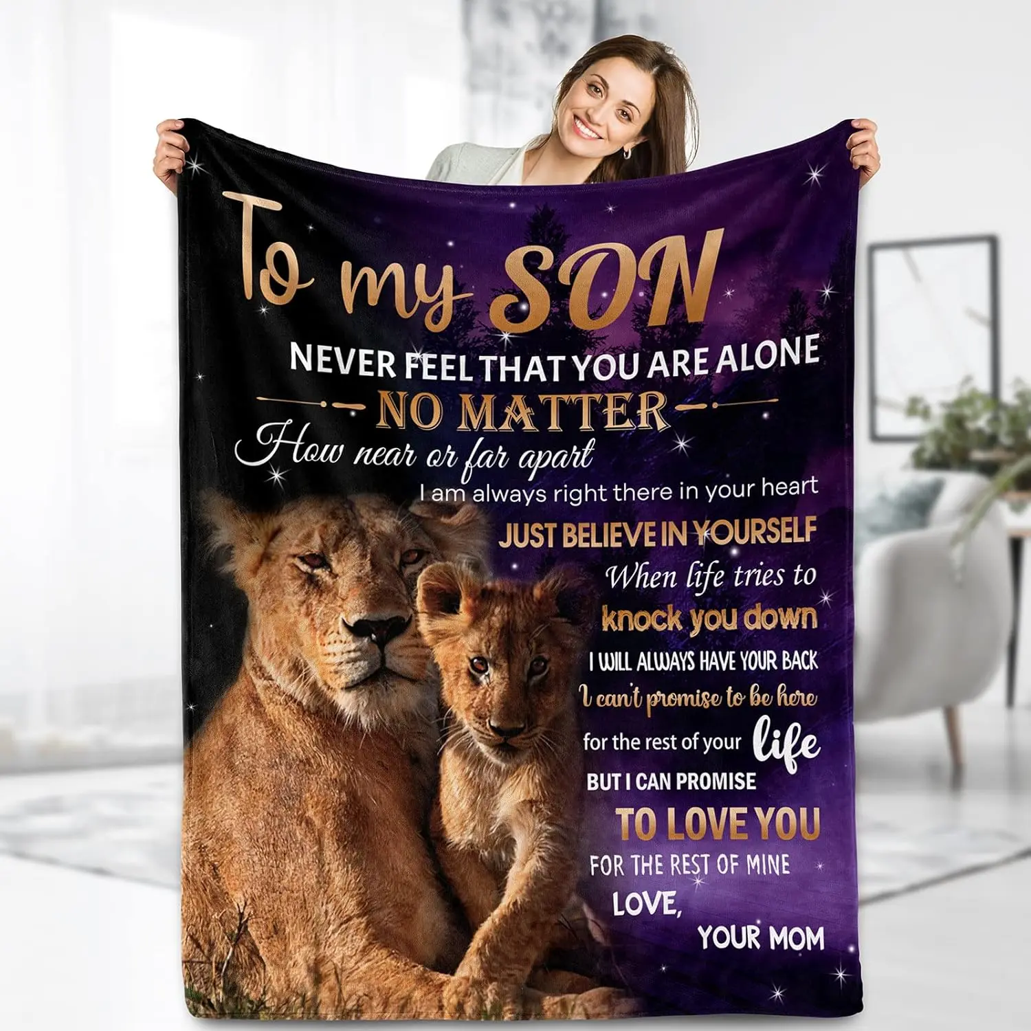 Son Blanket Gifts from Mom Dad to My Son Boys Throw Love Quotes Decor Soft Fuzzy Fleece Cozy Birthday Christmas Thanksgiving Graduation Gifts for Son