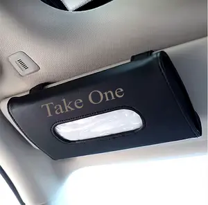 Premium PU Leather Sun Visor Tissue Holder for Personalized Facemask and Tissue Storage