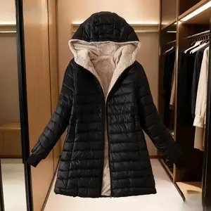 Women’s Autumn & Winter Mid-Length Hooded Slim-Fit Fleece-Lined Warm Jacket – Cozy Layering Piece, Winter Outerwear | Minimalist Design, Elegant Style, Cold-Climate Apparel