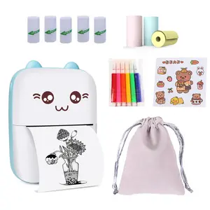 Portable Mini Thermal Printer, Portable Handheld Printer, Wireless Pocket Label Printer for iOS & Android, Compact Design, Includes Printer, Paper, Stickers, Pens