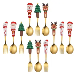 3D Spoon & Fork Set, 4pcs Tableware Set,  Cartoon Characters, Food-Grade Non-Slip Handles  for Outdoor Picnics, Kindergarten & Family Dinners, Birthday Parties,Children Safe Cutlery Set Includes Forks and Spoons - Dishwasher Safe
