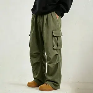 SHISNYIY Menswear Loose-Fit Cargo Pants - Casual Minimalist Trousers, Multi-Pocket Work Jogger Pants, Plain All-Seasons Everyday Men's Bottoms