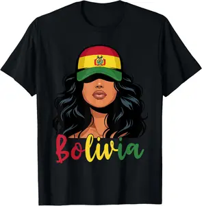 100%cotton Bolivian Girl Bolivia Flag Proud Boliviana Women T-Shirt Top Vintage