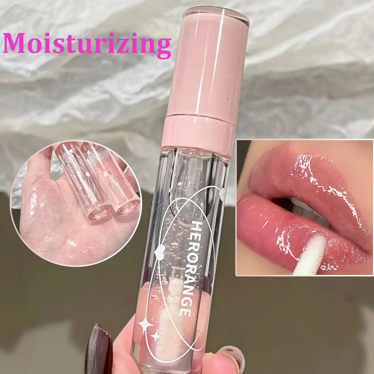 HERORANGE moisturizing and hydrating water-gloss glass lip gel jelly lip gloss, Nourishing lip glaze, clear lightens lip lines refreshing non-sticky Lightweight suitable for spring summer Lip Care