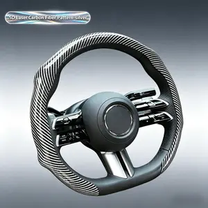 2026 5D Laser Carbon Fiber Steering Wheel Cover Silver Anti-Slip Waterproof Universal Fit for All Seasons Car Interior Accessories Enhances Safety, Car Accessories, Auto Parts Accessories