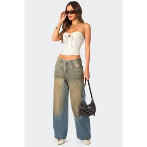 Muddy Washed Low Rise Baggy Jeans