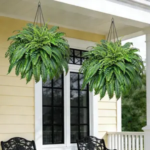 Large Artificial Ferns for Outdoors, Large Faux Ferns Artificial Plants,Suitable for Decorating Office, Living Room Faux Greenery,Suitable for Planter Garden Porch Office Decor,Maintenance-Free Faux Fern for Office and Home Décor