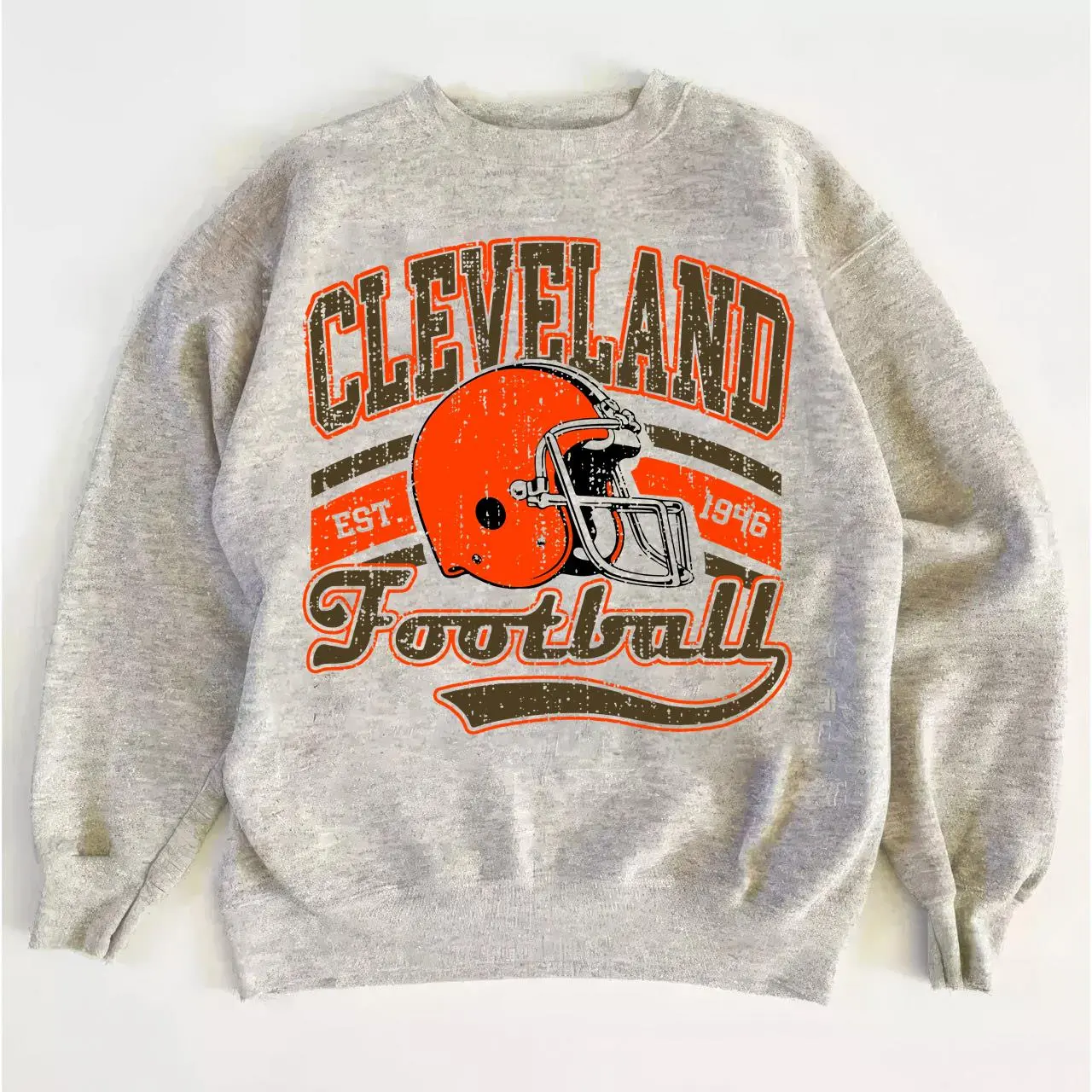 Cleveland Football Sweatshirt, Vintage Style Y2K Crewneck for Game Day Fans