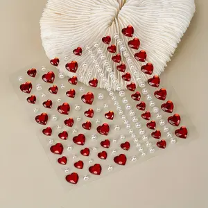 Heart Pearl Simulated Rhinestone Fake Pearls, Women's 3D Face Decoration Stickers, Festival Gift DIY Music Festival Party Makeup