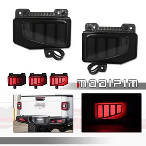 2pcs Smoke Bumper Reflector LED Tail Brake Sequential Signal lamps light For 2022 2023 2024 Jeep Gladiator