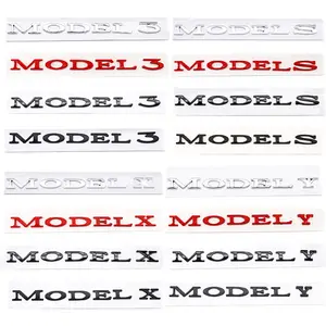 Tesla Car 3D Letter Decal Sticker, Self-Adhesive Front Grille Tail Trunk Emblem, Fits Tesla Model 3 Model X Model S