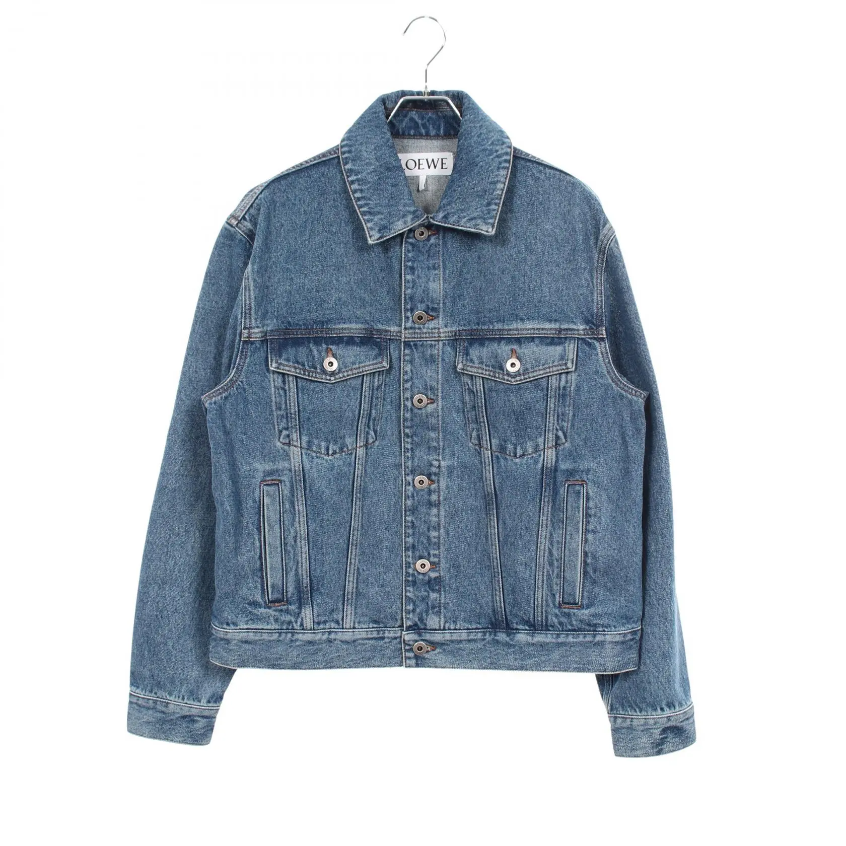 Pre-owned Loewe Cotton Small Leather Goods Anagram Denim Jacket