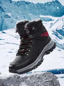 Men's Lace Up Outdoor Hiking Shoes, Sporty Warm Comfortable Boots for Fall & Winter, Non-slip Hiking Boots for Outdoor Activities, Climbing Boots