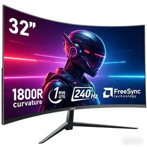 Gawfolk Curved 32 inch Gaming Monitor 240Hz PC Screen Full HD 1080P, Frameless 1800R Curved Computer Screen,FreeSync,178° Viewing Angle,Display Port、HDMI 2.0,Wall Mount Compatible 100x100MM