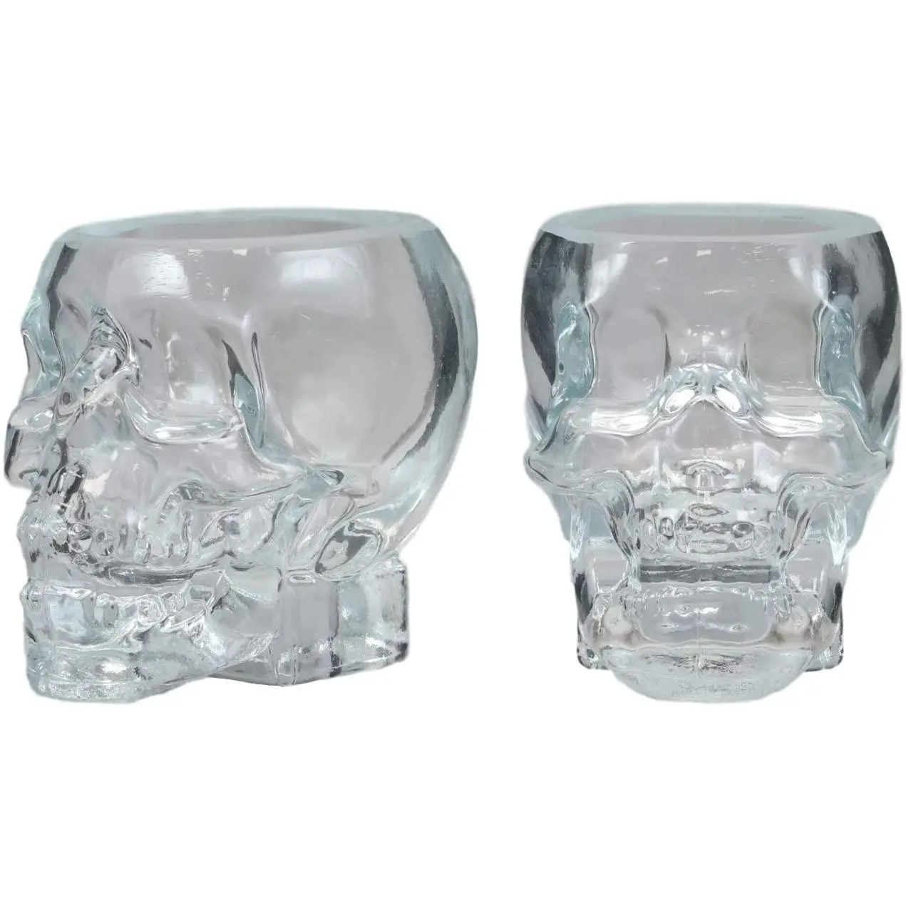Ebros Set of 2 Translucent Acrylic Skeleton Skull Face Liquor Shot Glass Shooters