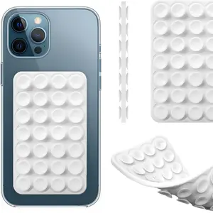 Silicone Double-Sided Suction Cup Phone Case Detachable Mount Fidget Sticky Grip for iPhone Android White TikTok Accessory Cellphone Smartphone Stand Water Proof Durable