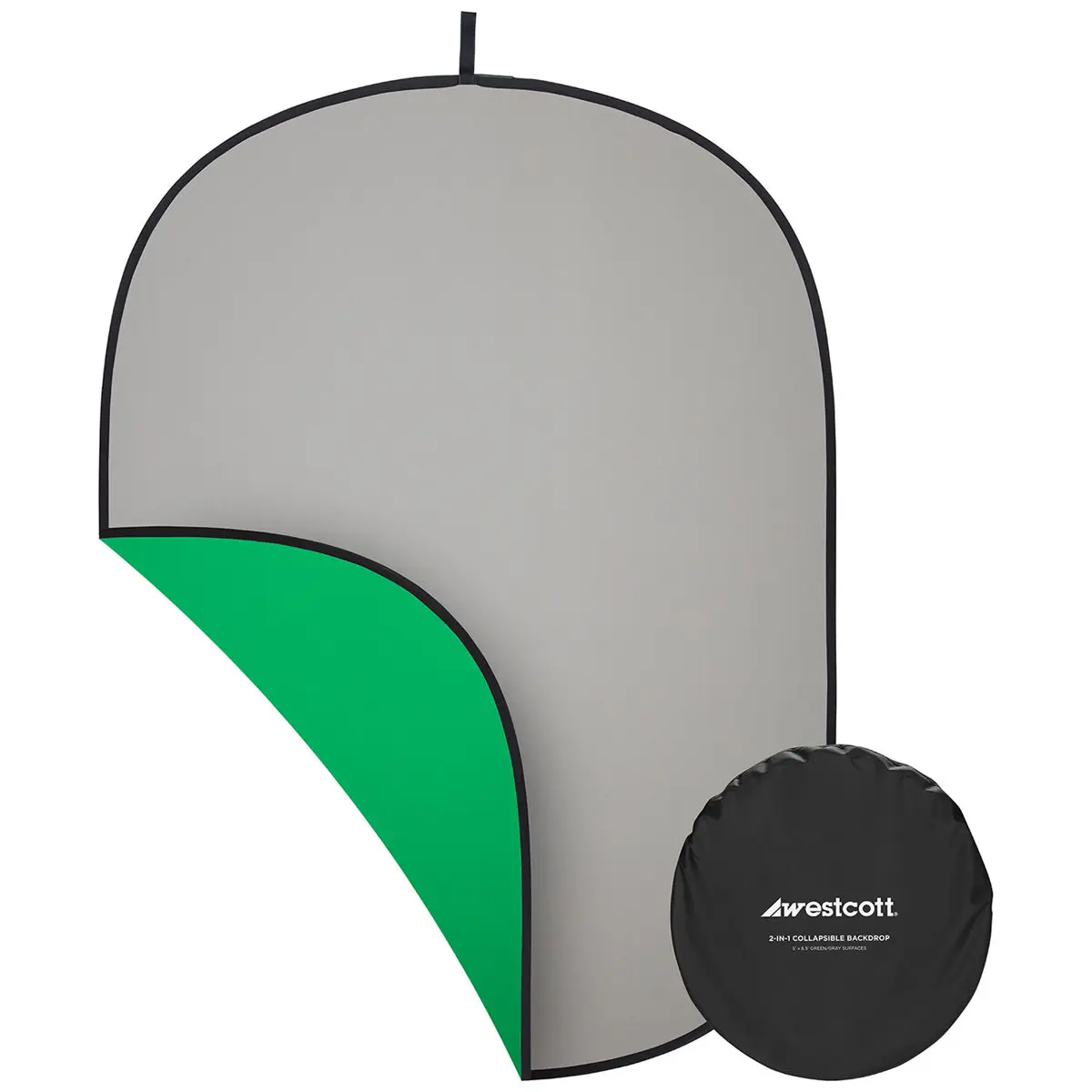 Westcott 5x6.5' Collapsible 2-In-1 Gray & Green Camera Backdrop with Metal Camera Stand Accessories