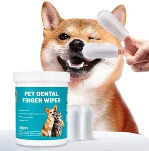 Dog Teeth Finger Cleaning Wipes Puppy Essentials Pet Dental Wipes for Dogs and Cats with Tea Polyphenols Freshens Breath Clean Teeth Dirt Toothbrush Dog Product Finger Dental Wipes fragrance free 50PCS