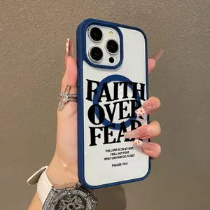 Phone Case for iPhone17/11/12/13/14/15/16/promax Plus FAITH OVER FEAR Bible Quote cased MagSafe Ready, Anti-Fall, Springtok and Ultra-Thin Design |       Perfect for Everyday Use Protective Shell Screen Protector Casing