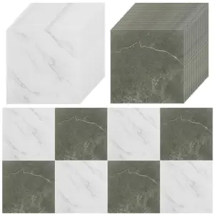 40 Sheet Vinyl Flooring 12x12 Peel and Stick Floor Tile Waterproof Clearance Vinyl Floor Tiles White & Grey Marble Self Adhesive Floor Tiles Sticky Laminate Flooring for Bathroom Kitchen RV