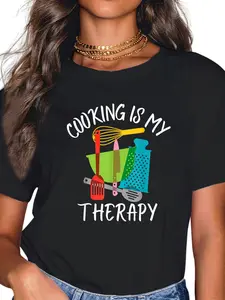 100% Cotton Cooking Is My Therapy - Chef & Cook Gifts Funny Culinary T-Shirt
