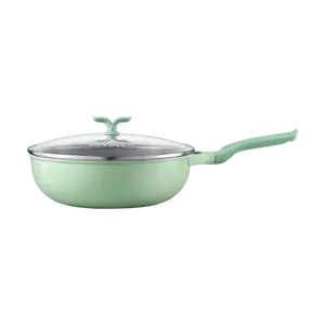 BUYDEEM 30cm Non-Stick Frying Pan Wok, Smokeless Stir-Fry Pan for Healthy Cooking, Spring Bud Green, PL61/A1