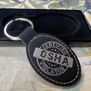 Black Leatherette Keychain with Laser Engraving