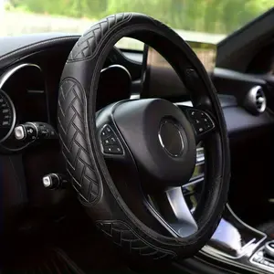 Car Steering Wheel Cover, PU Leather Car Steering Wheel Cover, Elastic Band Anti-slip Protective Case, Auto Interior Accessories, Vehicle, Steering Wheel Protector
