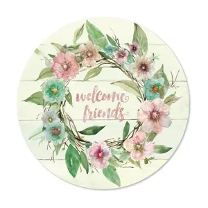 Courtside Market Welcome Wreath 12" x 12" Circular Wood