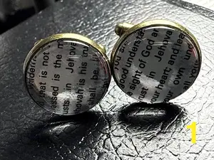 Vintage Scripture Cufflinks: Handmade Brass & Glass