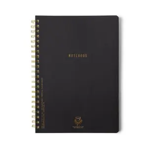 Textured Paper Twin Wire Notebook - Large Ebony