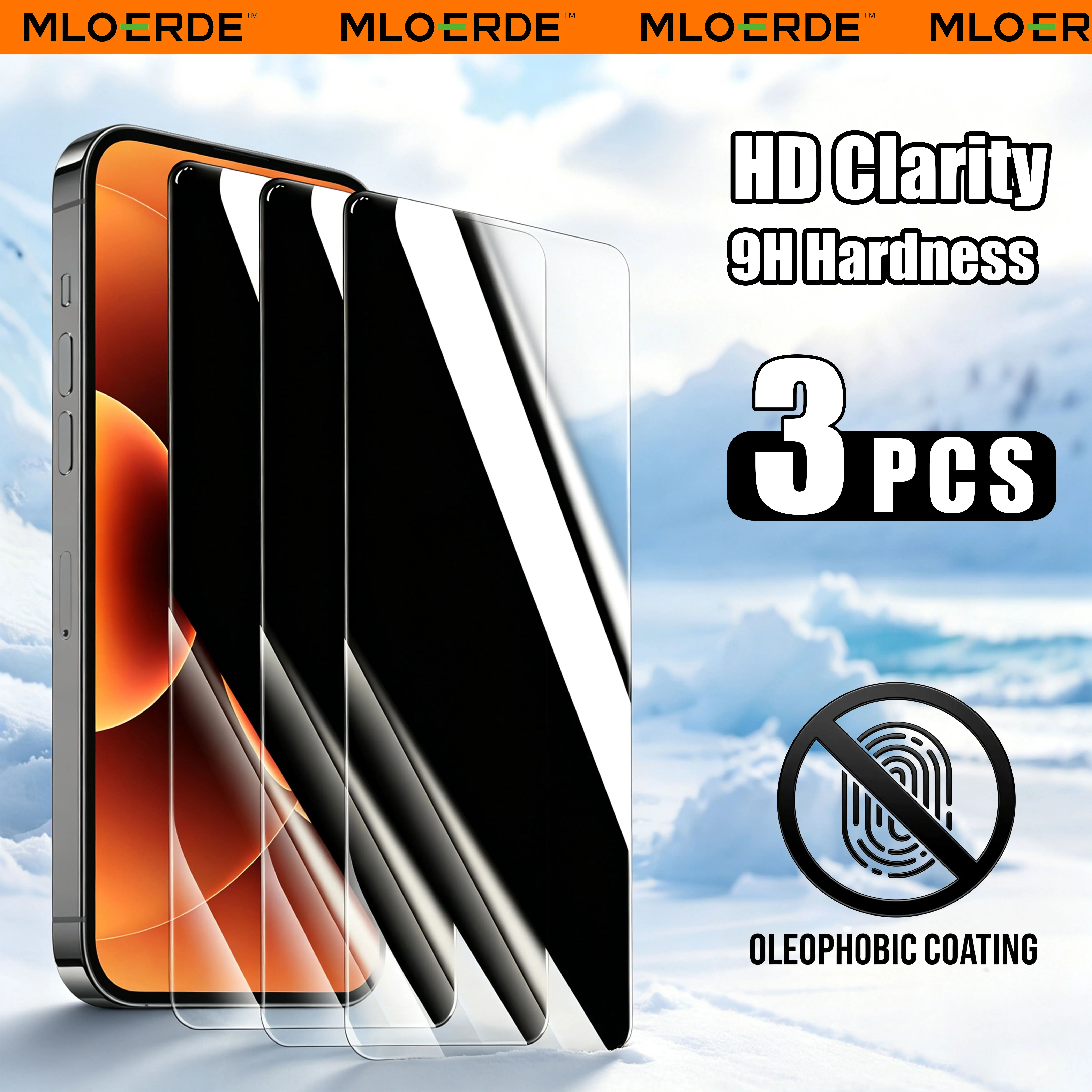 MLOERDE 3-Pieces Privacy Tempered Glass Screen Protector - Multi-Model for iPhone, Samsung Phones, Screen Protector iPhone, Privacy Shield, with Cleaning Kit, Dust-Proof, Bubble-Free Application, Ultra-Clear Design