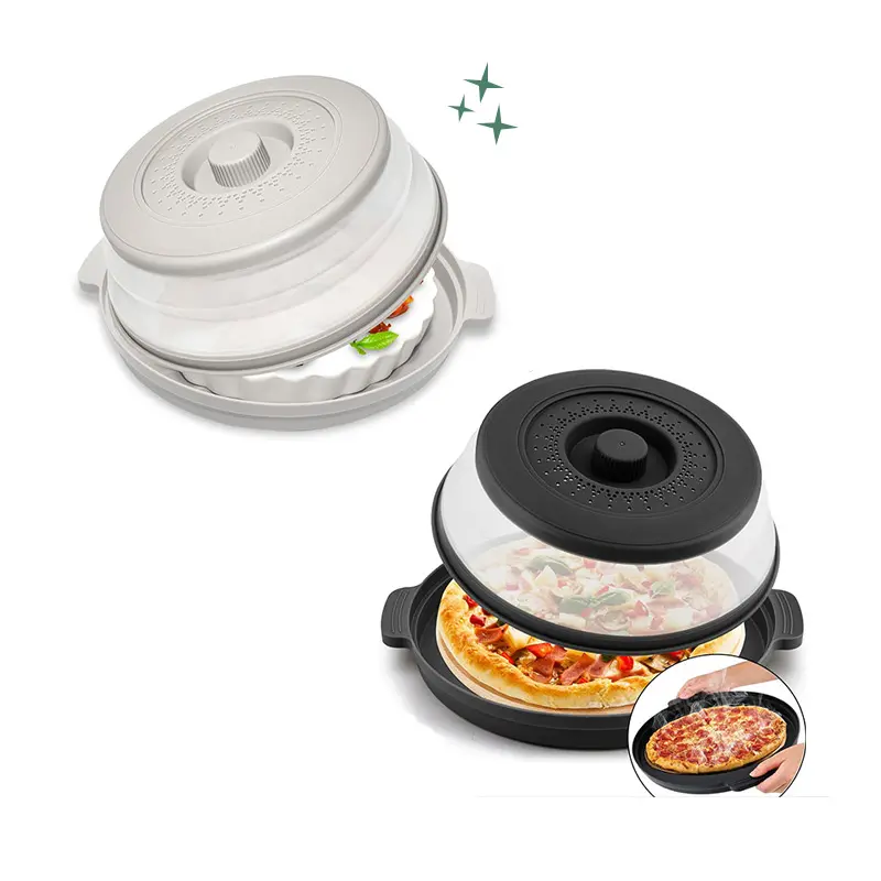 Microwave Splatter Cover & Anti-scald Plate, Collapsible Plastic & Silicone Microwave Cover for Food with Vented, Kitchen Dish Guard Cover for Meal Prep, Home Apartment Essential