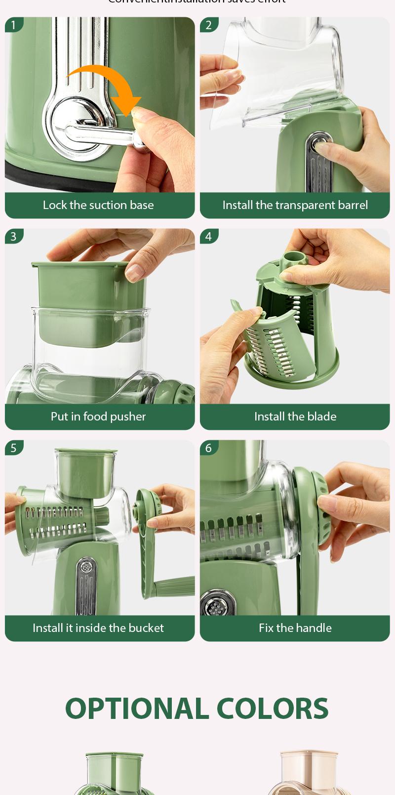 SUSTEAS Rotary Cheese Grater Hand Crank Food Chopper with Handle, 5 Well-Designed Blades, Strong Suction Cup Base, Blade Storage Box, Removable Parts for Simple Cleanup, No Power Home Cooking Tool for Wavy Cuts,sohochic SUSTEAS Rotary Cheese Grater Hand Crank Food Chopper with Handle, 5 Well-Designed Blades, Strong Suction Cup Base, Blade Storage Box, Removable Parts for Simple Cleanup, No Power Home Cooking Tool for Wavy Cuts,sohochic