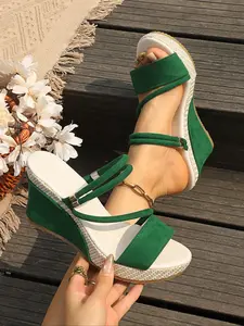Women's woven platform wedge sandals with a two-way design, casual and comfortable summer footwear, suitable for various occasions such as vacations, daily outings, and dates