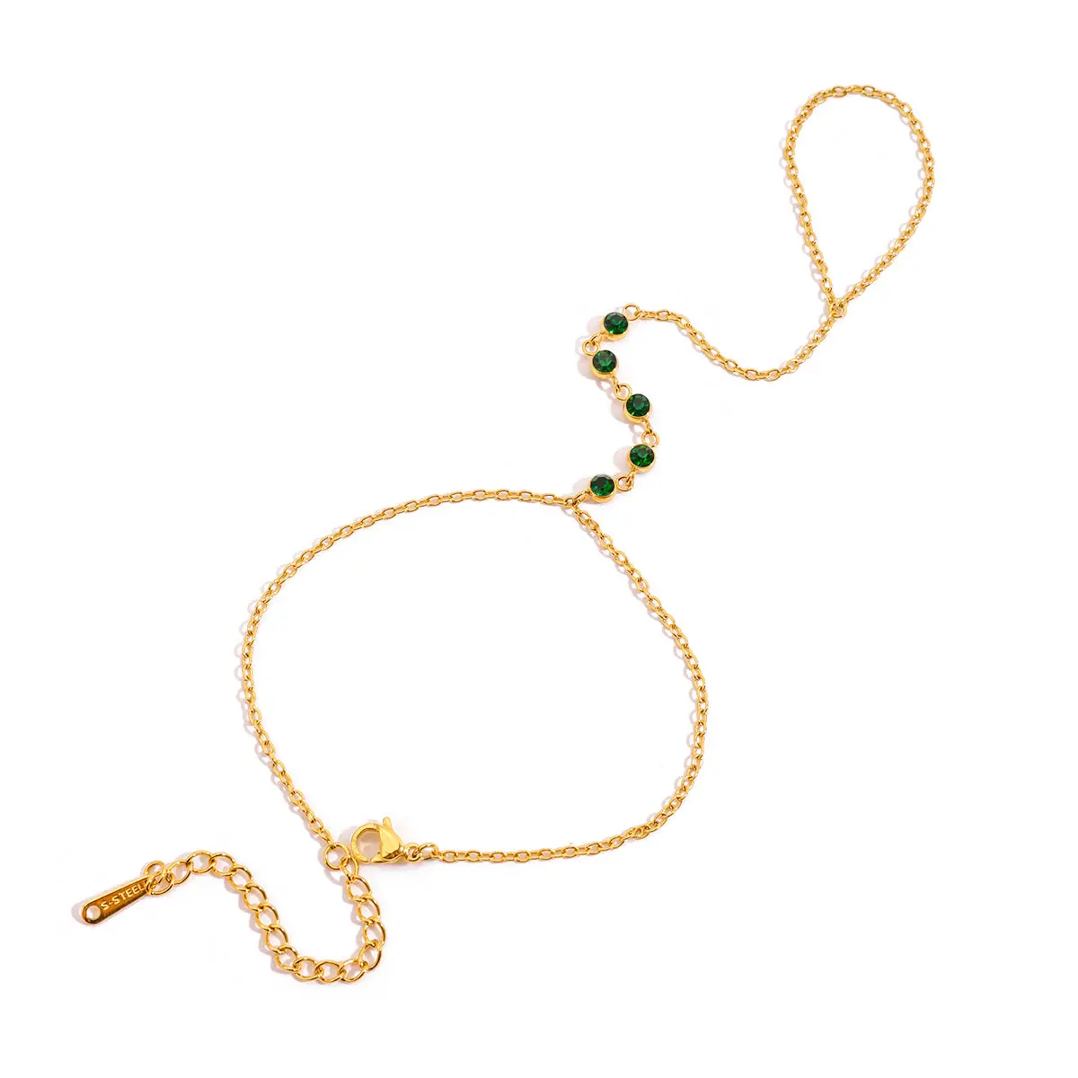 Green CZ Hand Chain