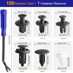 120 PCS Car Bumper Retainer Clips, Plastic Rivets Screws Push Pins Automotive Fender Clips, Compatible with GM Toyota Honda Chrysler