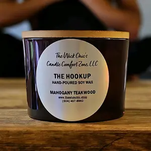 The Wick Chic's Candle Comfort Zone, LLC The Hookup Mahogany Teakwood Scented Soy Wax Candle - Decor, Ornaments