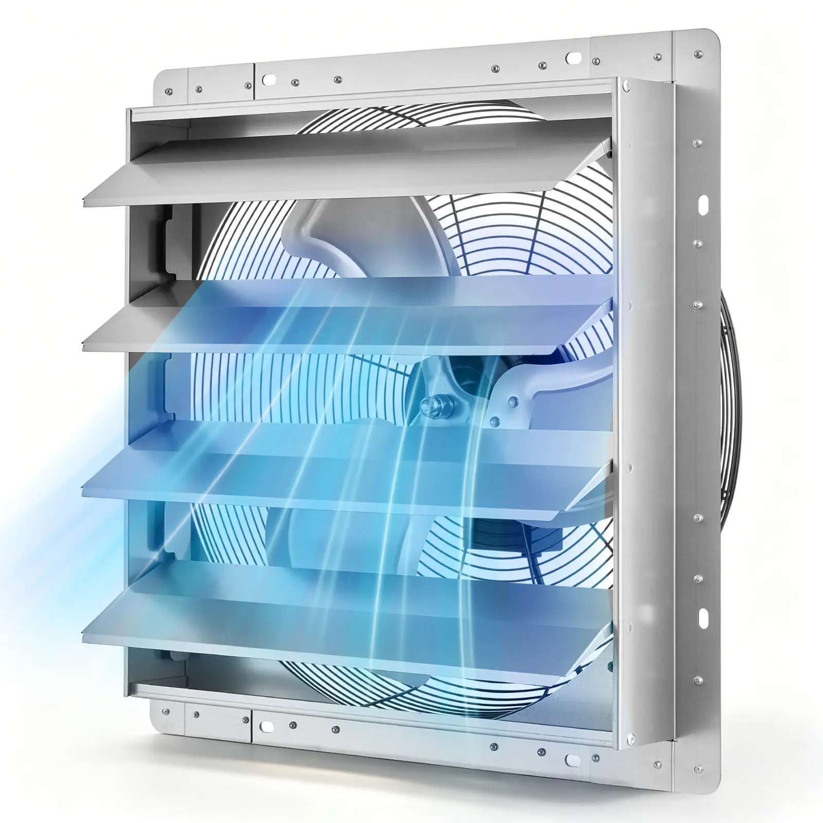 VEVOR 20-in Corded Wall-Mounted Ventilation Fan Ventilation System, Automatic Louvers, Sturdy Silver Steel Housing, Low-Noise AC Motor, Prewired Plug, 4499 CFM for Attic, Garage#BacktoSchool