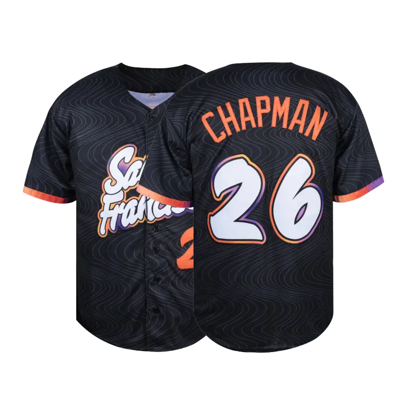 Black Baseball Jersey #26 with Ripple Comfortable Breathable Soft Fabric Embroidered Letters and Numbers
