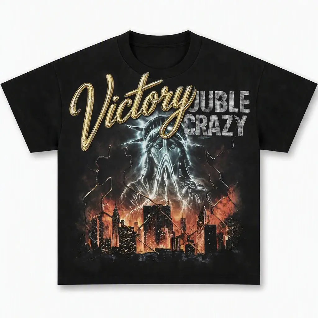 Y2K Grunge Streetwear Graphic Tee Victory Statue of Liberty Print Oversized T-Shirt Gothic Punk Heavy Metal Tee Premium Combed Cotton Unisex Aesthetic Casual Top Gift