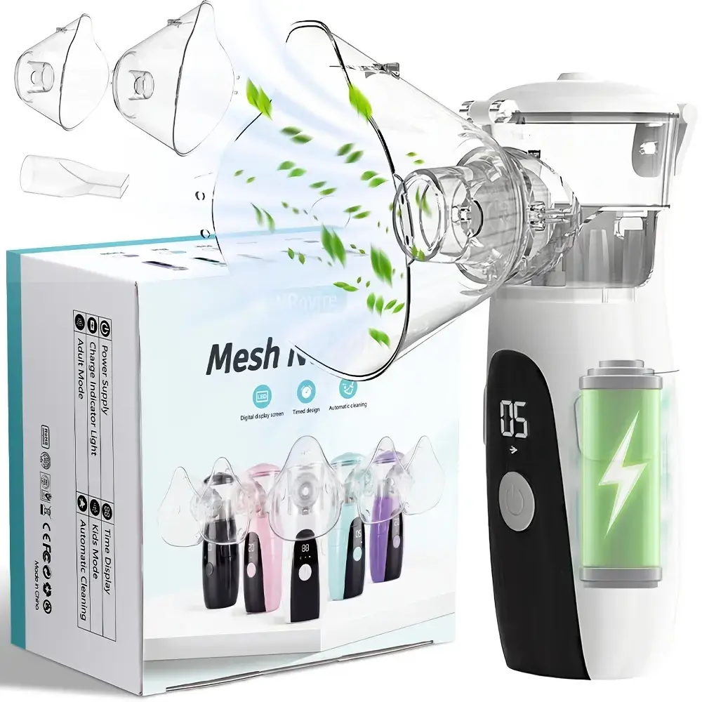 Handheld Smart Nebulizer, Rechargeable USB-Powered Device with Auto Clean, Dual Mode, Silent Operation, Easy-to-Clean Mesh - For Adults & Kids, Home & Travel Breathing Needs