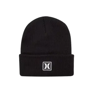 Hurley Men's Cuffed Beanie - Classic One-Sized Knitted Skull Cap Winter Beanie for Men - Stylish Logo Printed Mens Beanie Hat