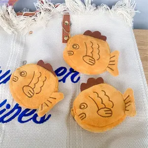 2026 New Cute Plush Taiyaki Coin Purse, Mini Fish-Shaped Storage Bag for Lipsticks, Coins & Cables, Adorable Keychain Bag Charm Pendant, Soft Portable Organizer Perfect for Daily Outings, Travel & Bag Decoration