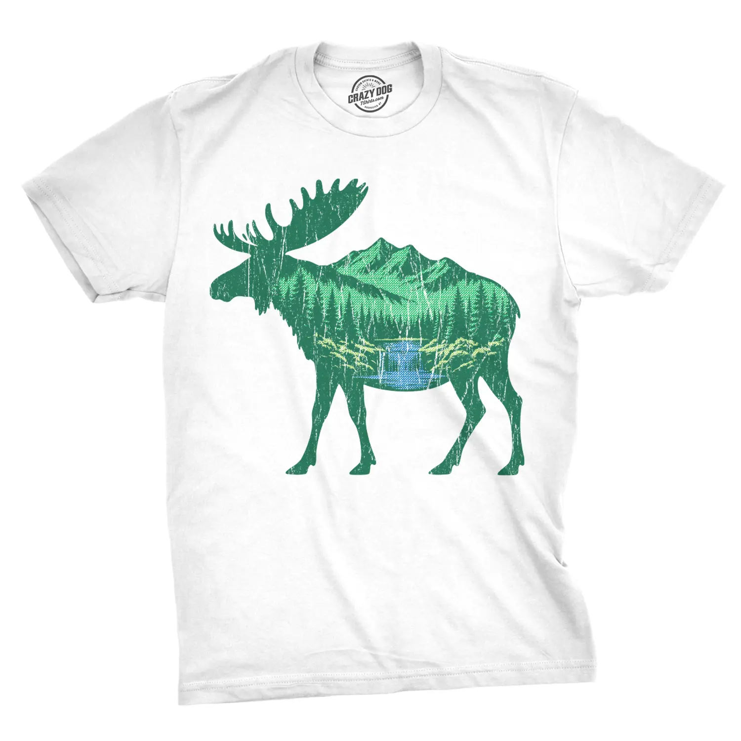 Mens Funny T Shirts Nature Moose Awesome Nature Lovers Tee For Men Mens Funny T Shirts Cool Vintage Fashion T-Shirt Gift Classic Menswear Camping Apparel for Men Funny Animal Short Sleeve Novelty Tees for Guys White -