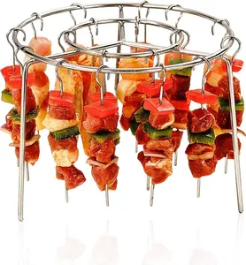 Two grills and 12 barbecue skewers   Stainless Steel Air Fryer Grill Rack,   Chicken Leg Rack for Air Fryer Rack Round