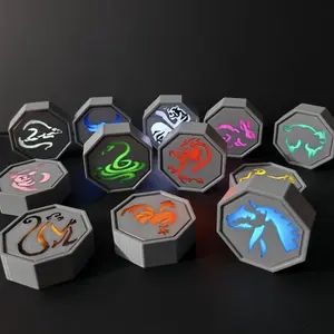 Jackie Chan Adventures Complete Talisman Collection, 12 Removable Talismans with Light Up Effect, Durable PETG, Battery Replaceable