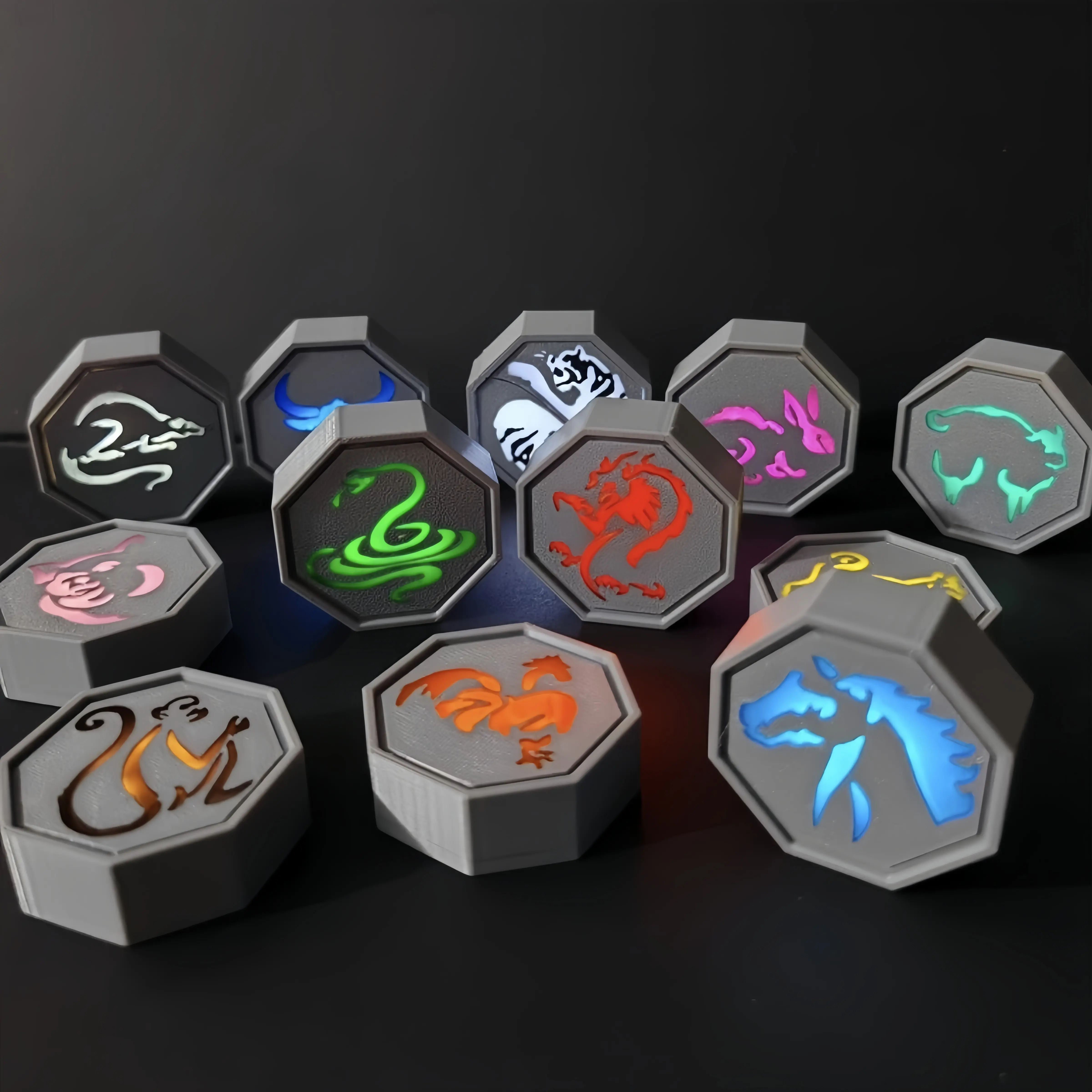 Jackie Chan Adventures Complete Talisman Collection, 12 Removable Talismans with Light Up Effect, Durable PETG, Battery Replaceable