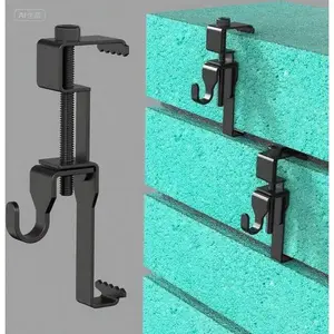 Heavy Duty Wall Hanging Clips, No Drill Hooks Clamp for Outdoor Use 1-3/4" to 2-3/4", 6 Pack Rustproof Steel Hangers, Reusable Mounting Hardware for Bricks and Walls, Secure Fastening Solution Organiser Stainless Adjustable Installation