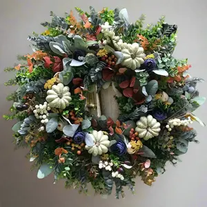 Greenery Wreath - Decorative Wreath with Floral Accents, Ideal for Home Decor and Ornaments